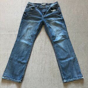 BKE Buckle Jeans Men 34S Blue Derek Bootleg Medium Wash Denim Preppy Western